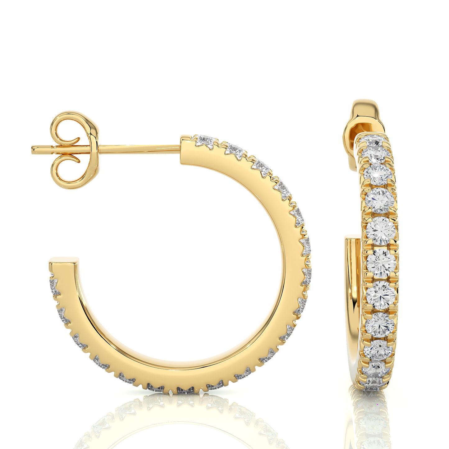 0.76 TCW Round Cut Lab Grown Diamond Yellow Gold Earring