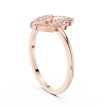 Round Lab Diamond Modern Flame Design Ring in 14k Yellow Gold