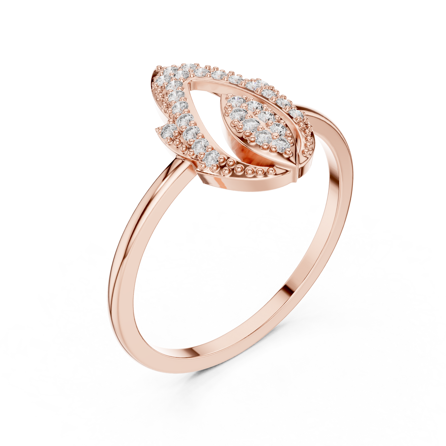 Round Lab Diamond Modern Flame Design Ring in 14k Yellow Gold