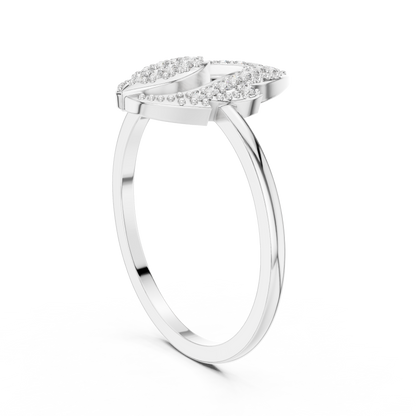 Round Lab Diamond Modern Flame Design Ring in 14k Yellow Gold