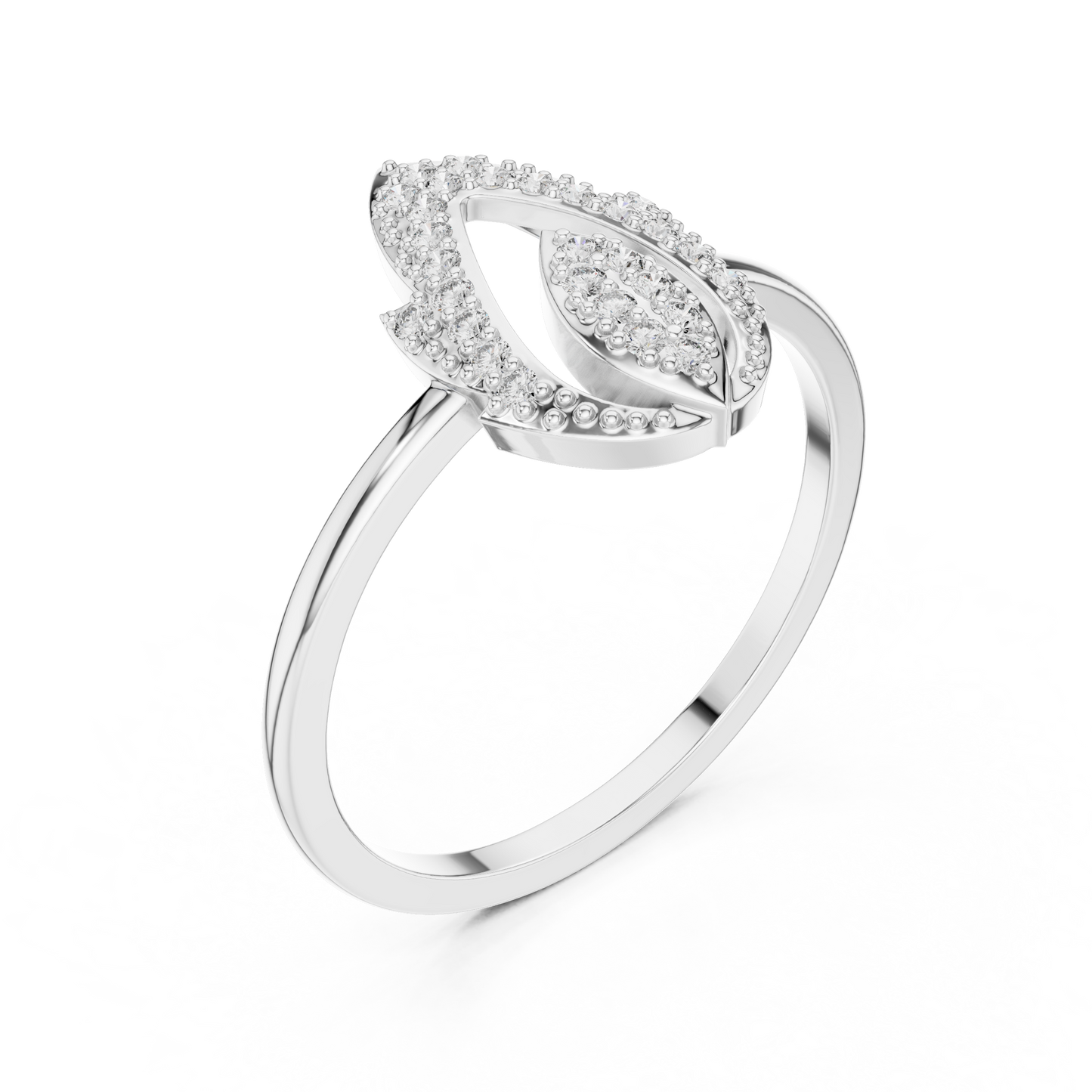 Round Lab Diamond Modern Flame Design Ring in 14k Yellow Gold
