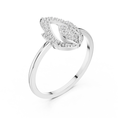 Round Lab Diamond Modern Flame Design Ring in 14k Yellow Gold