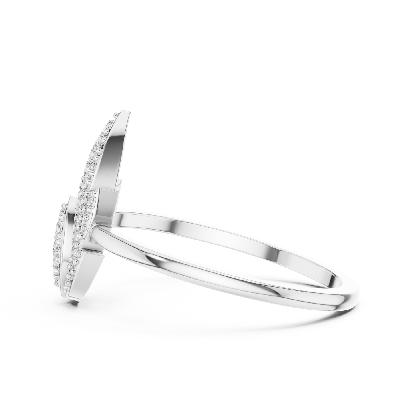 Round Lab Diamond Modern Flame Design Ring in 14k Yellow Gold