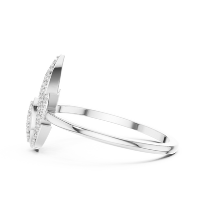 Round Lab Diamond Modern Flame Design Ring in 14k Yellow Gold