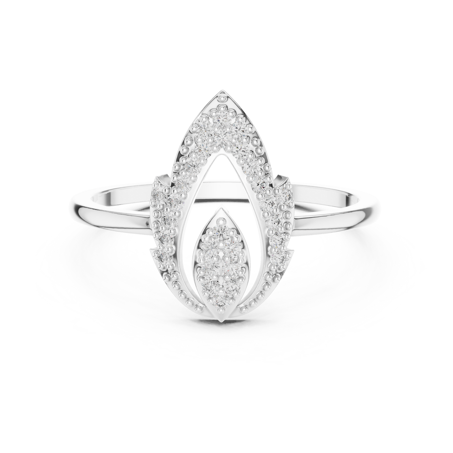 Round Lab Diamond Modern Flame Design Ring in 14k Yellow Gold