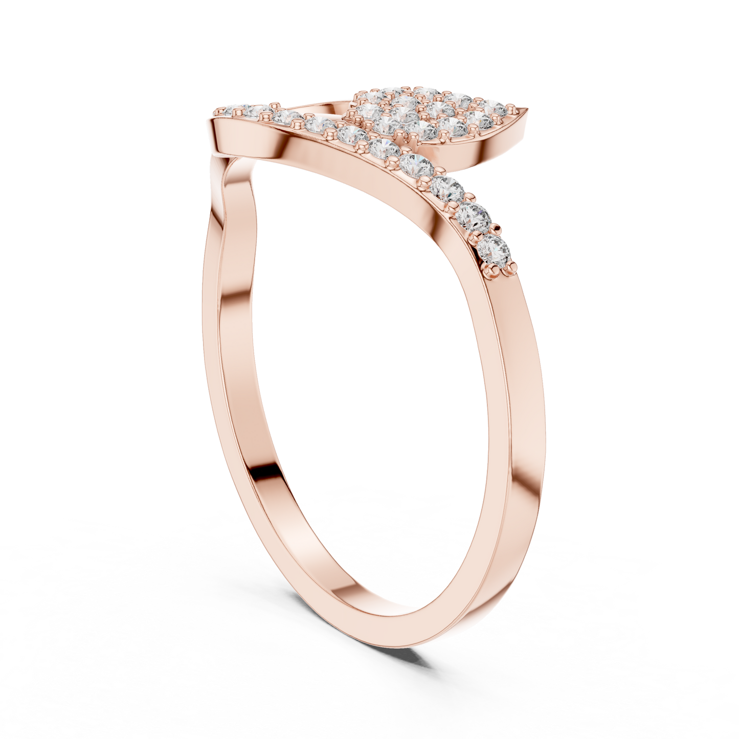 Round Cut Lab Grown Diamond Leaf Branch Ring