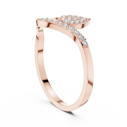Round Cut Lab Grown Diamond Leaf Branch Ring