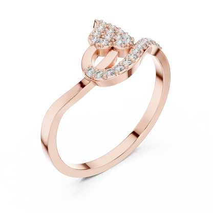 Round Cut Lab Grown Diamond Leaf Branch Ring