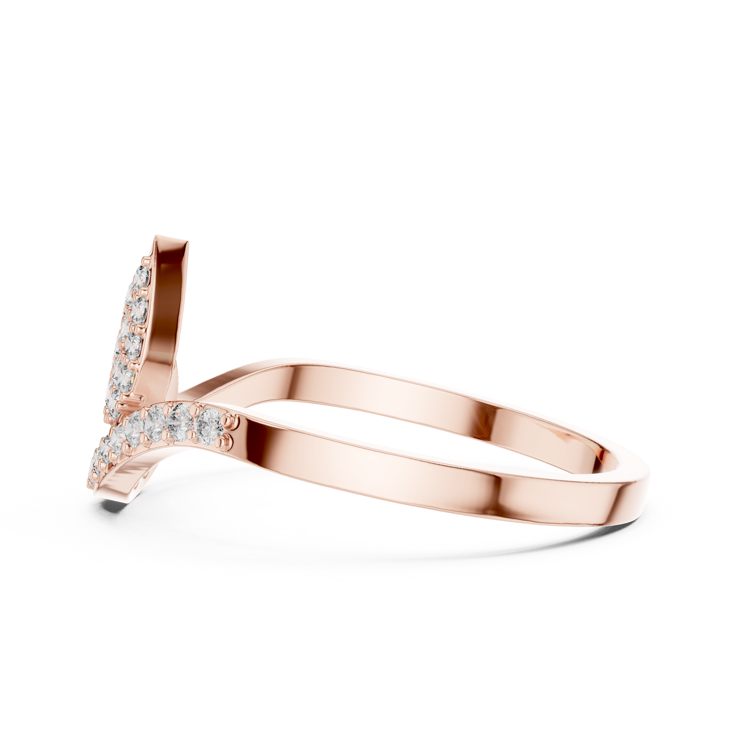 Round Cut Lab Grown Diamond Leaf Branch Ring