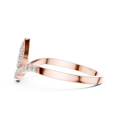 Round Cut Lab Grown Diamond Leaf Branch Ring