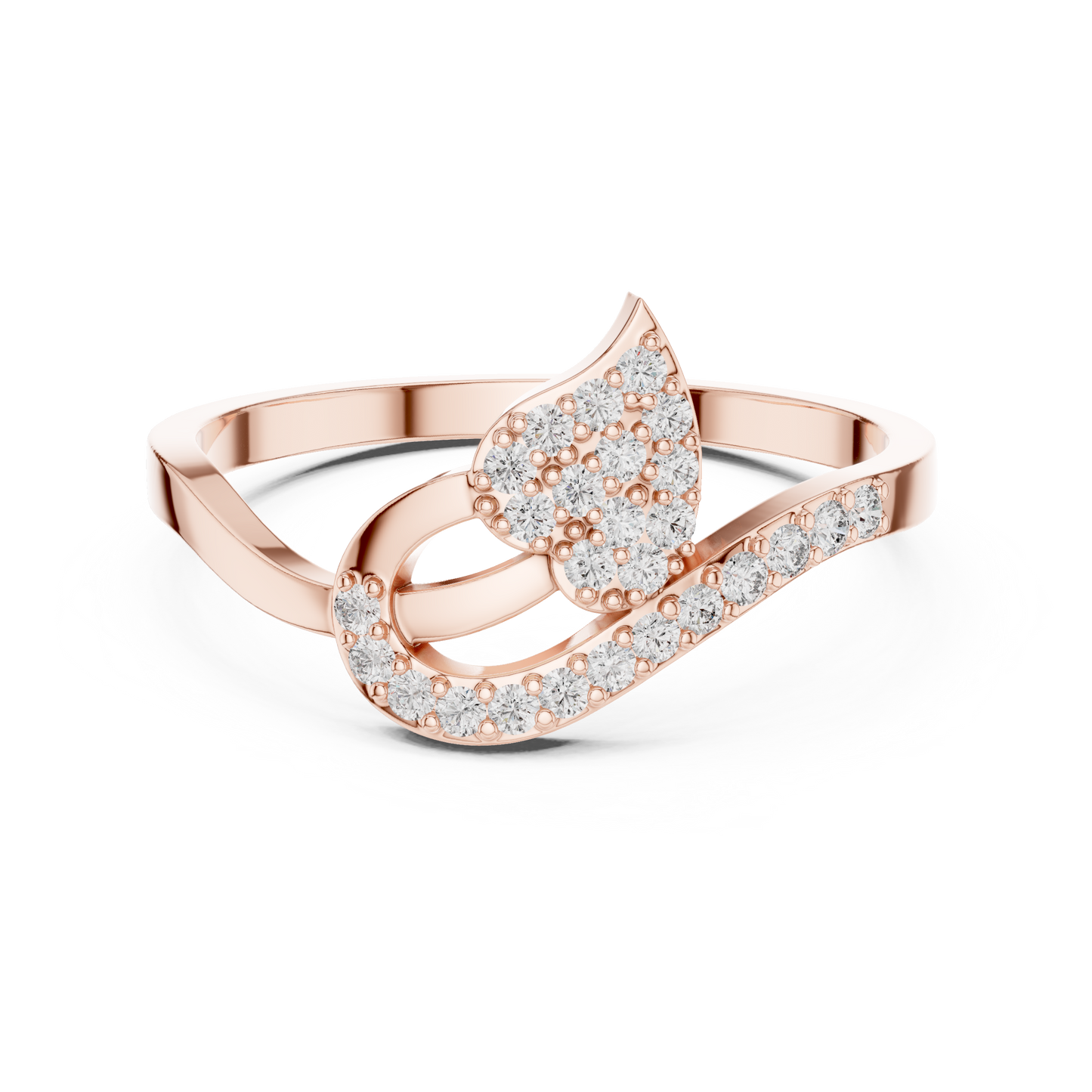 Round Cut Lab Grown Diamond Leaf Branch Ring