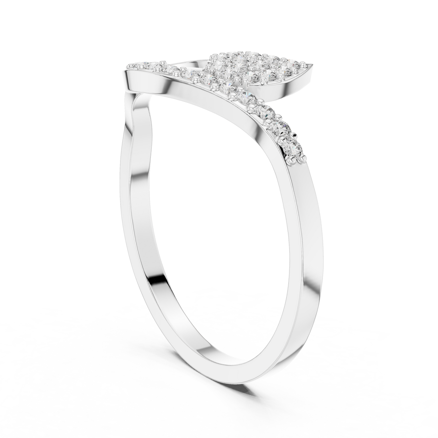 Round Cut Lab Grown Diamond Leaf Branch Ring