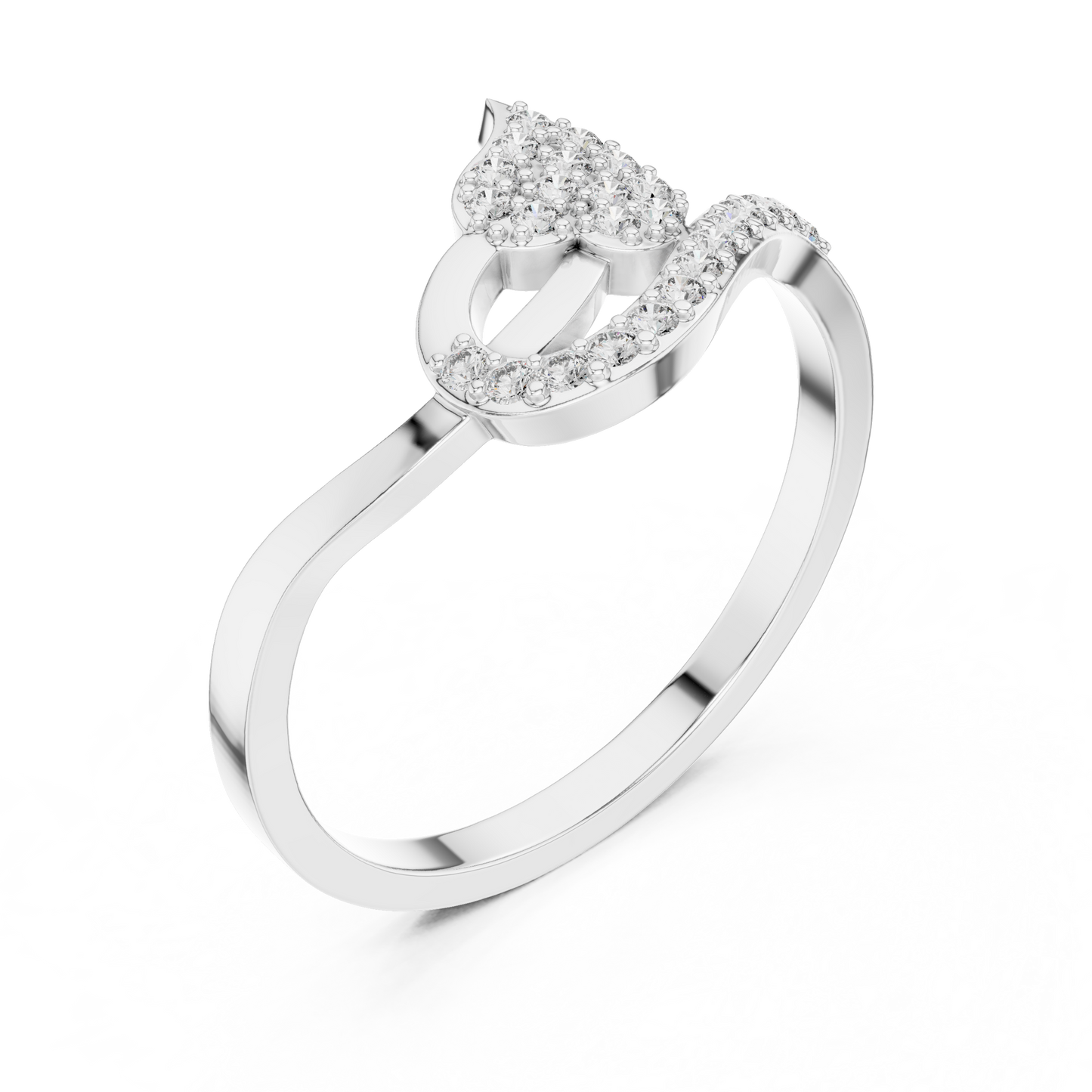 Round Cut Lab Grown Diamond Leaf Branch Ring