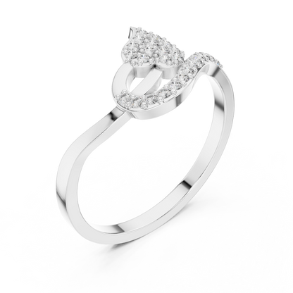 Round Cut Lab Grown Diamond Leaf Branch Ring