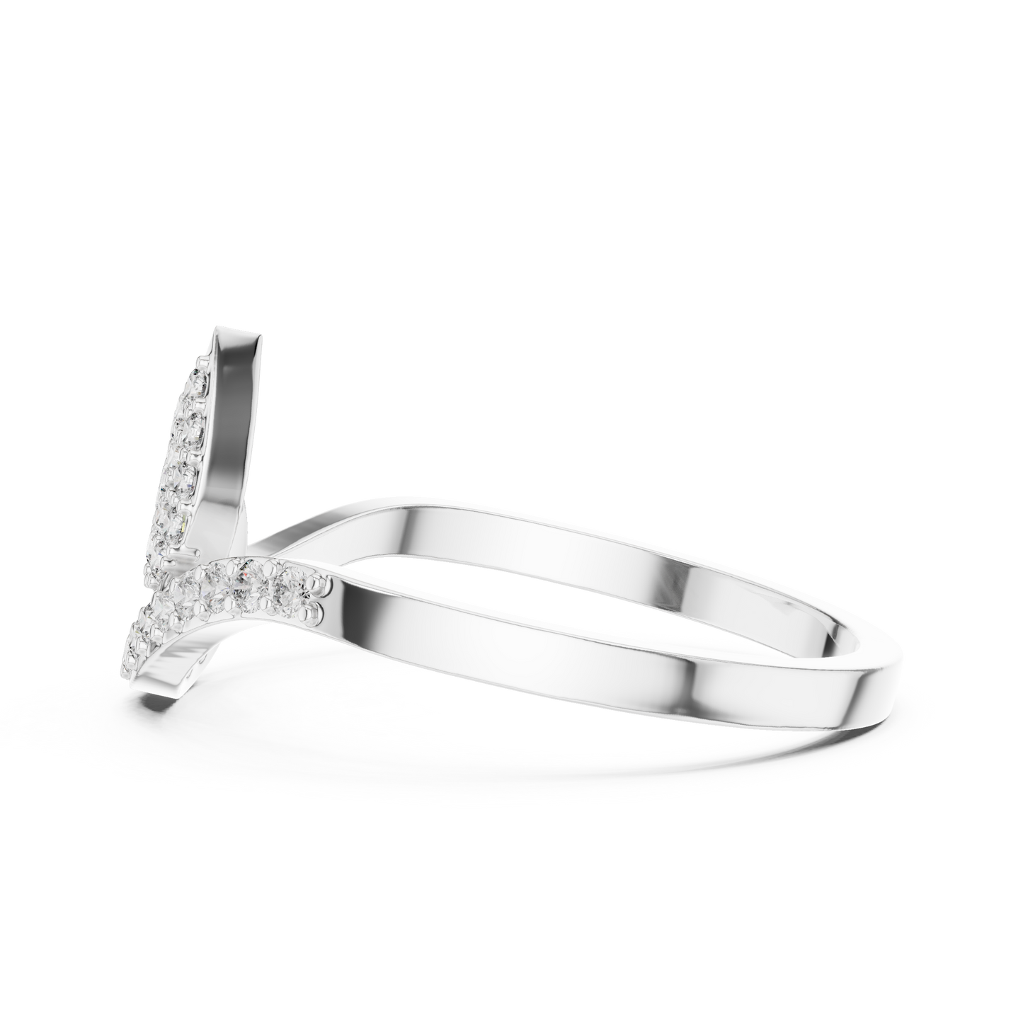 Round Cut Lab Grown Diamond Leaf Branch Ring