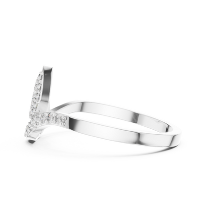 Round Cut Lab Grown Diamond Leaf Branch Ring