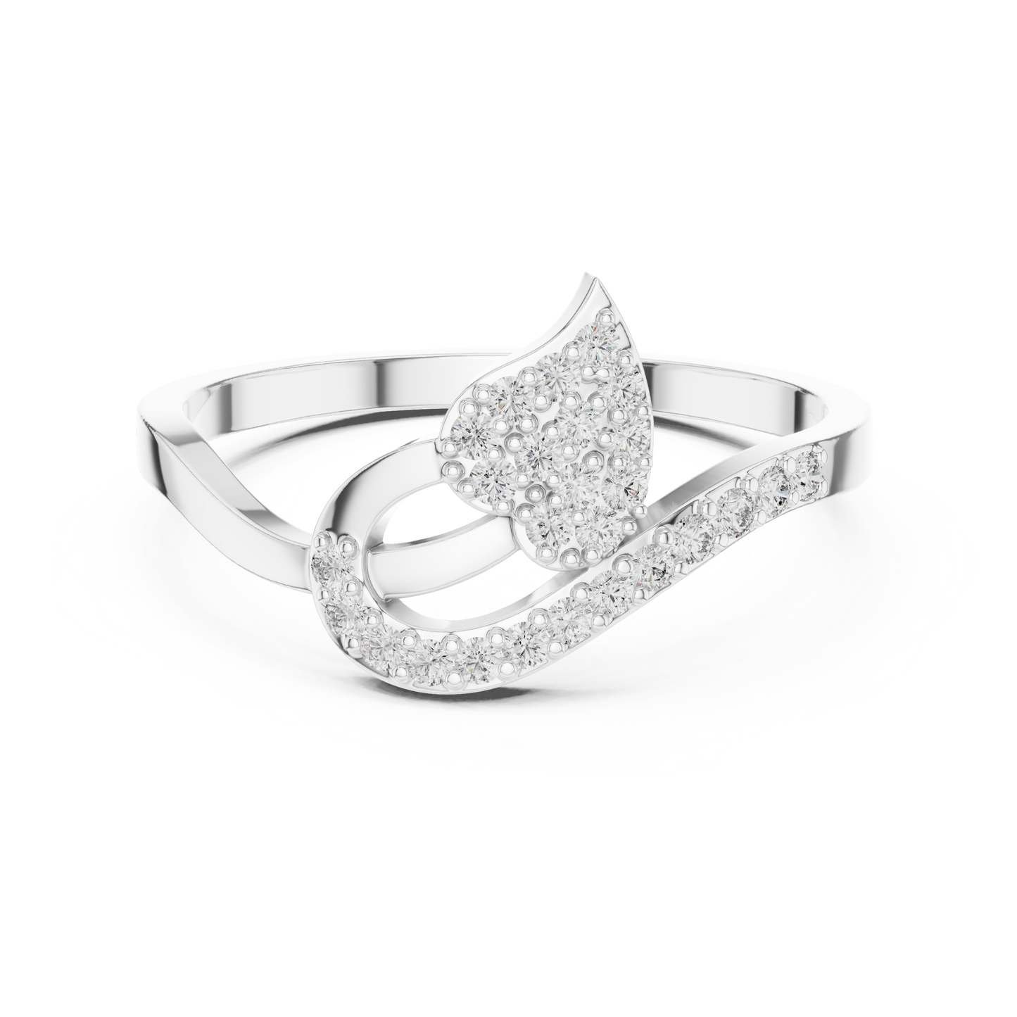 Round Cut Lab Grown Diamond Leaf Branch Ring