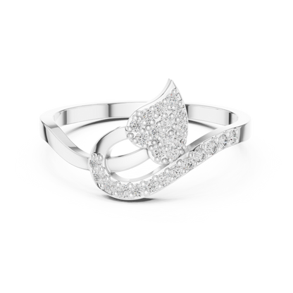 Round Cut Lab Grown Diamond Leaf Branch Ring