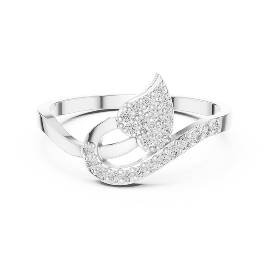 Round Cut Lab Grown Diamond Leaf Branch Ring