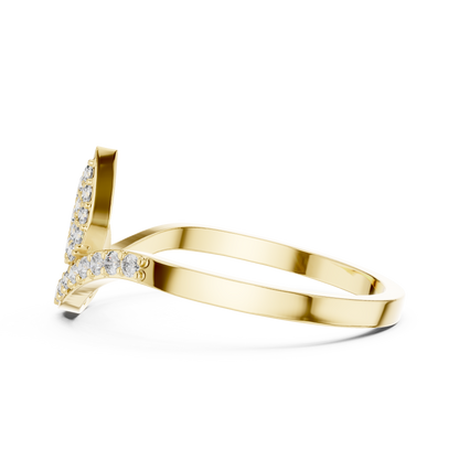 Round Cut Lab Grown Diamond Leaf Branch Ring
