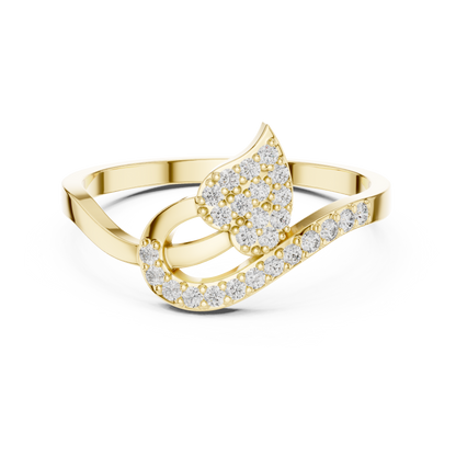 Round Cut Lab Grown Diamond Leaf Branch Ring