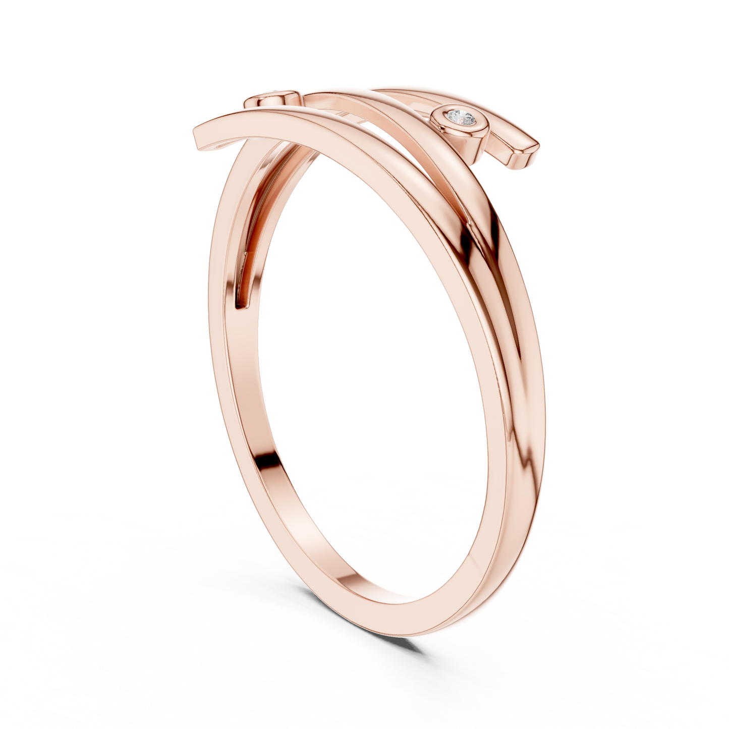 Round Lab Grown Diamond Bypass Wedding Band