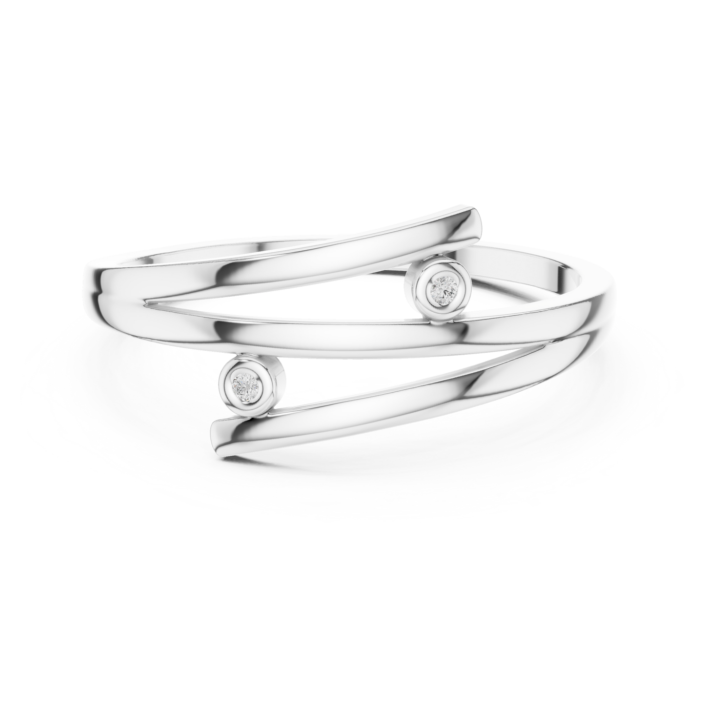 Round Lab Grown Diamond Bypass Wedding Band