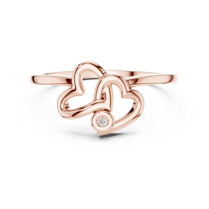 Interlocking Double Heart Lab Grown Diamond Ring