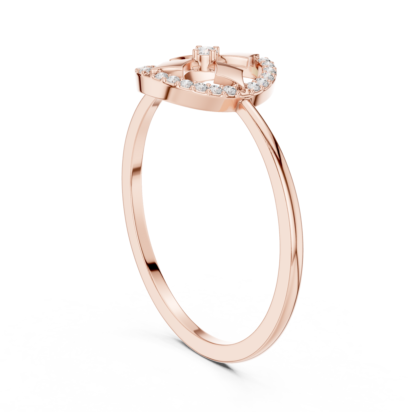 Lab Grown Diamond Compass Shield Halo Ring