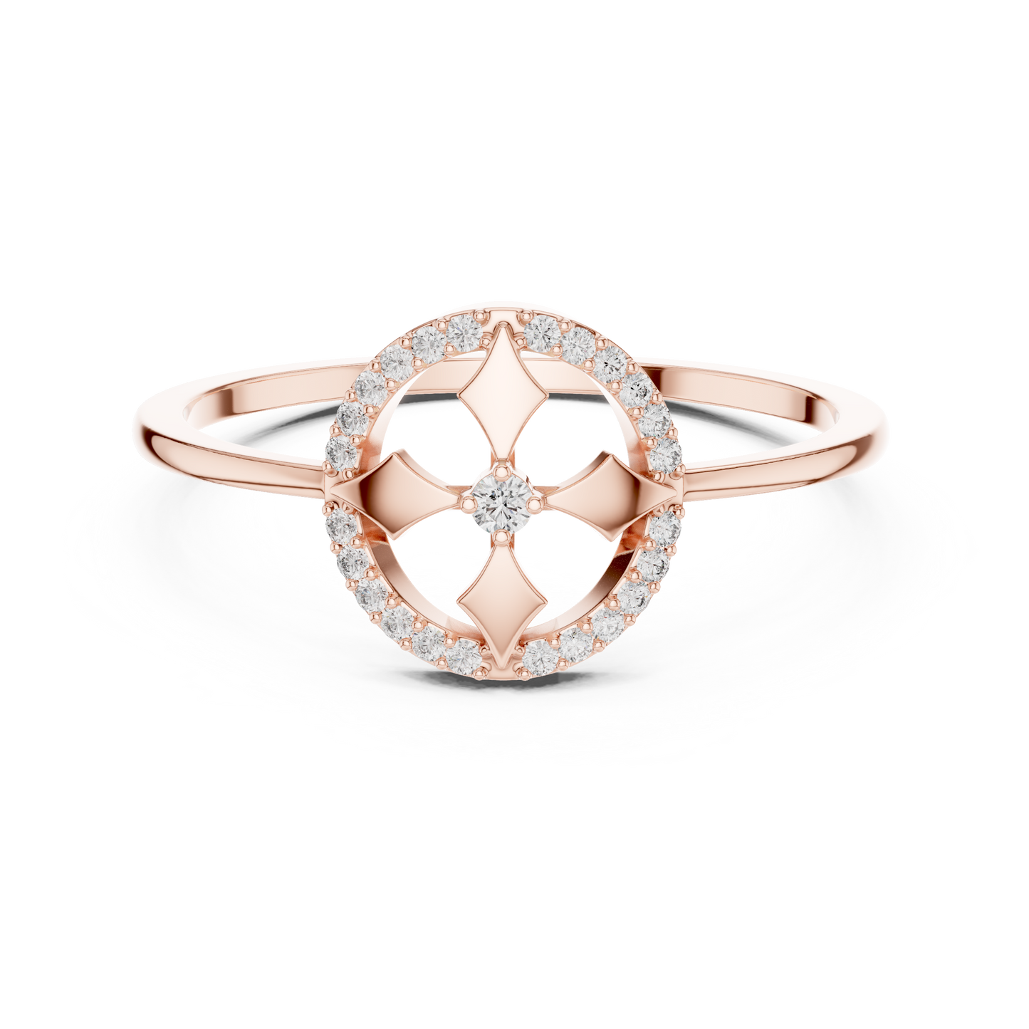 Lab Grown Diamond Compass Shield Halo Ring
