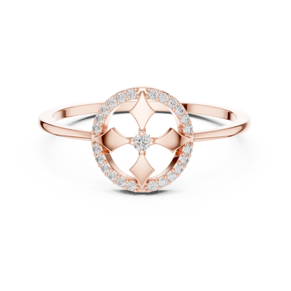 Lab Grown Diamond Compass Shield Halo Ring