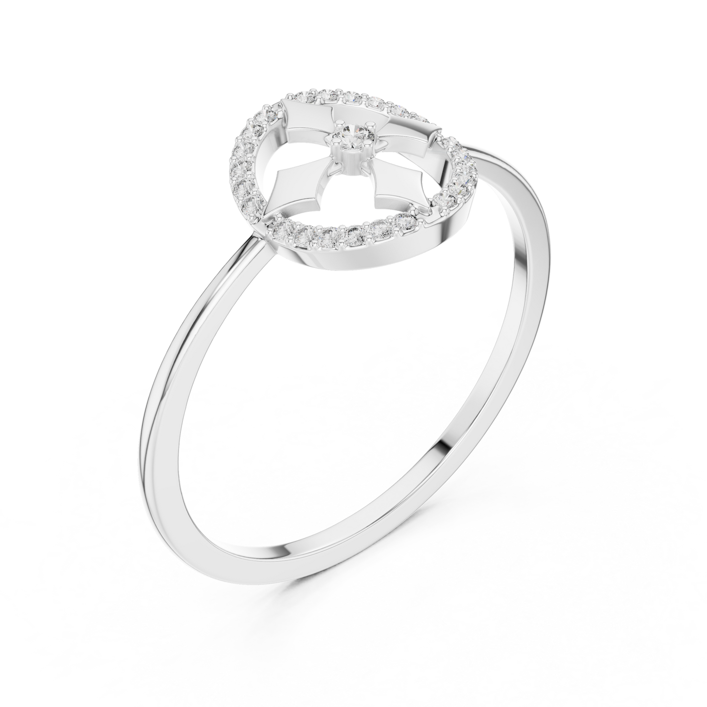 Lab Grown Diamond Compass Shield Halo Ring