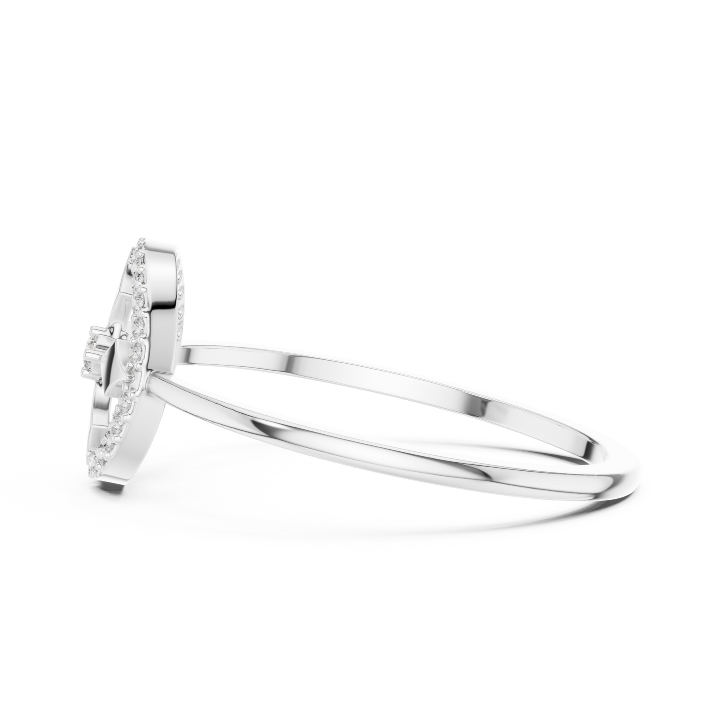 Lab Grown Diamond Compass Shield Halo Ring