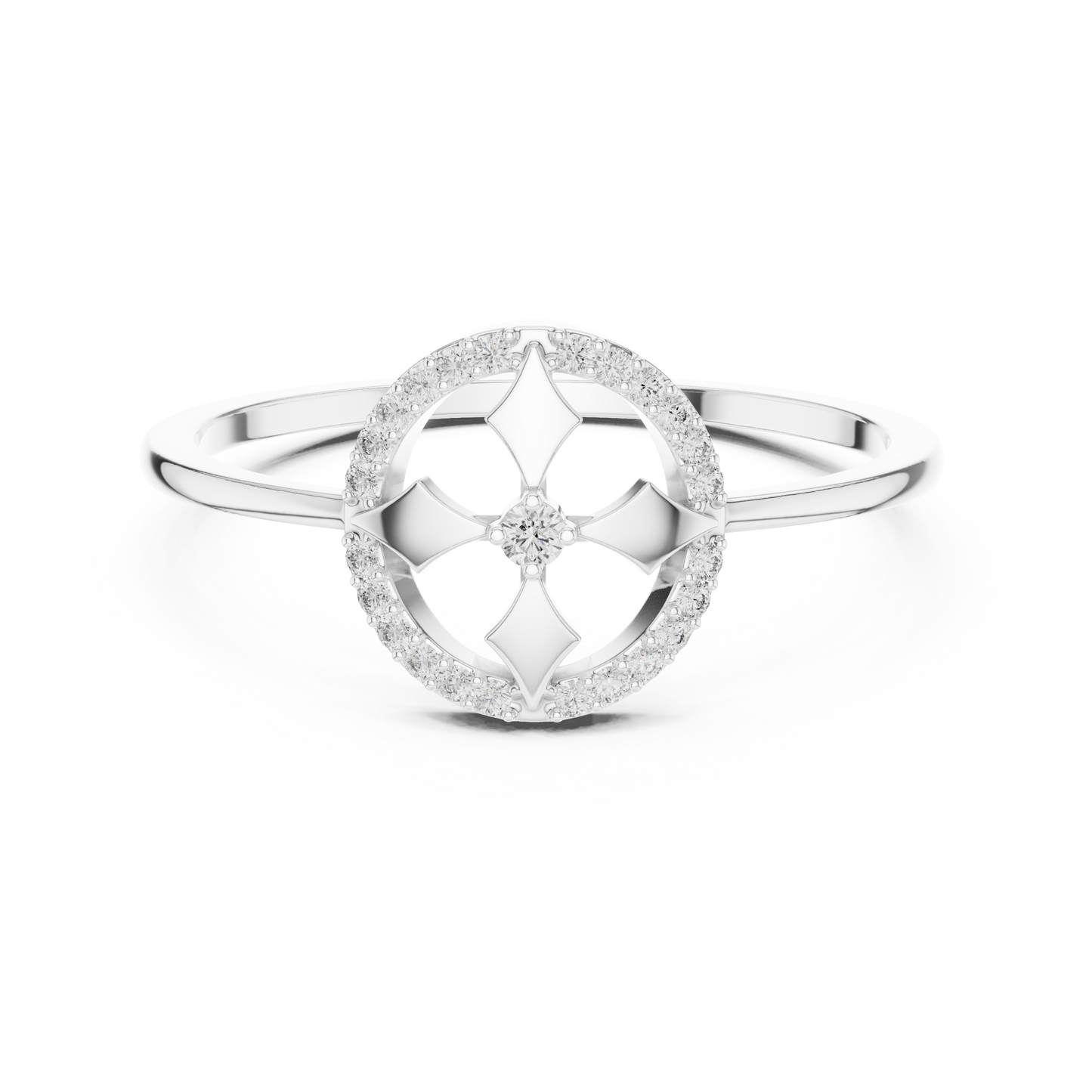 Lab Grown Diamond Compass Shield Halo Ring