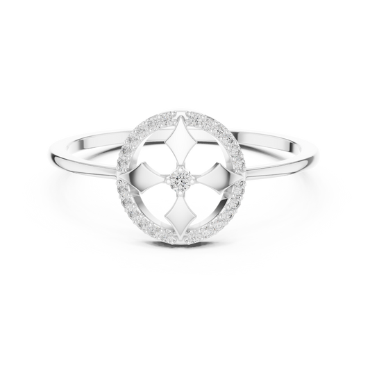 Lab Grown Diamond Compass Shield Halo Ring