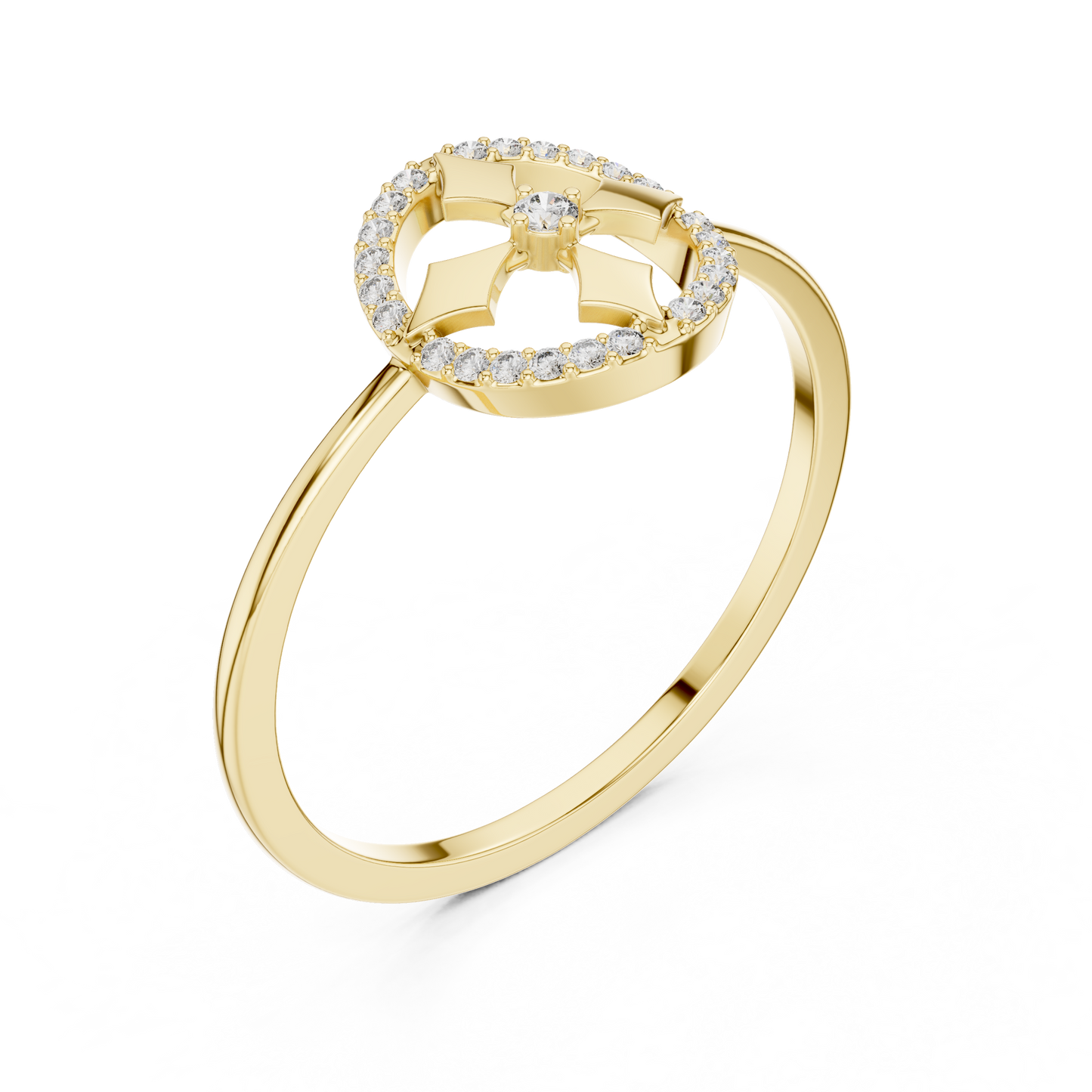 Lab Grown Diamond Compass Shield Halo Ring