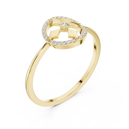 Lab Grown Diamond Compass Shield Halo Ring
