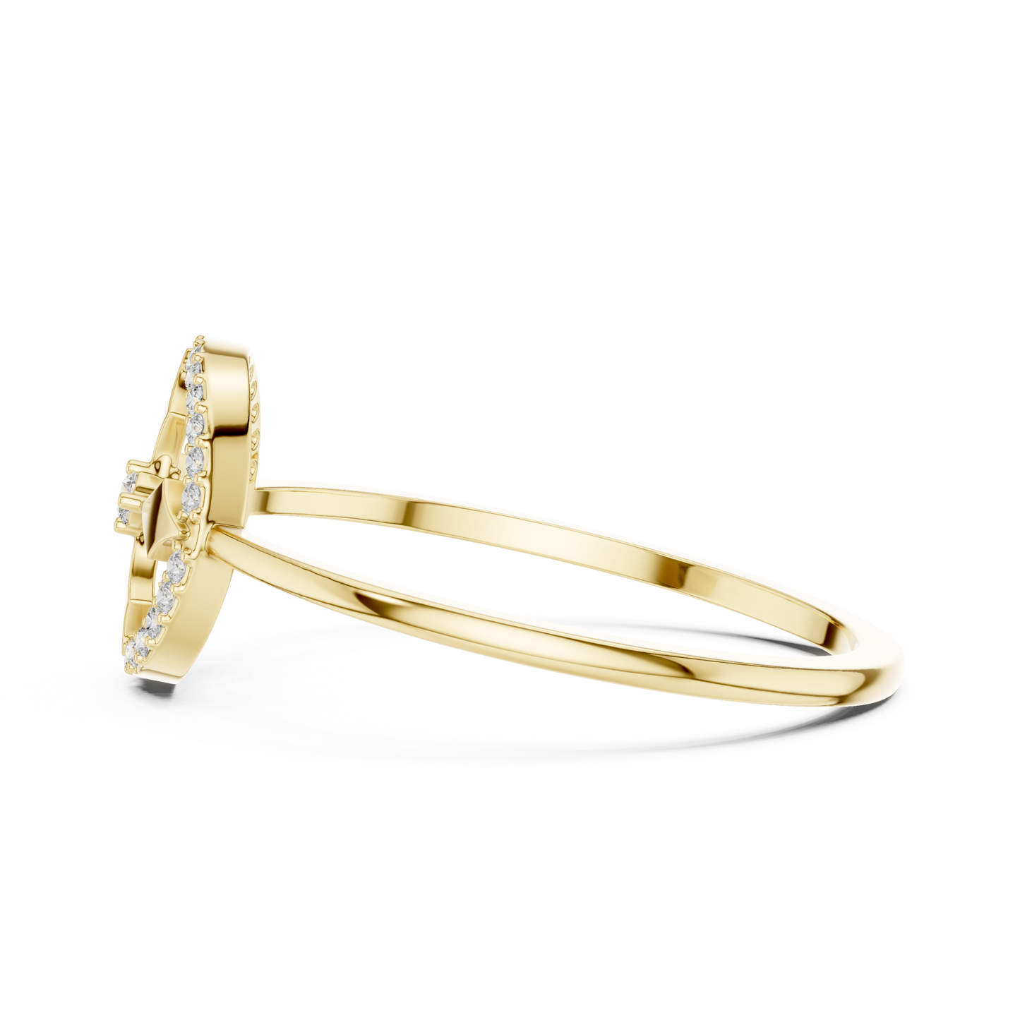 Lab Grown Diamond Compass Shield Halo Ring