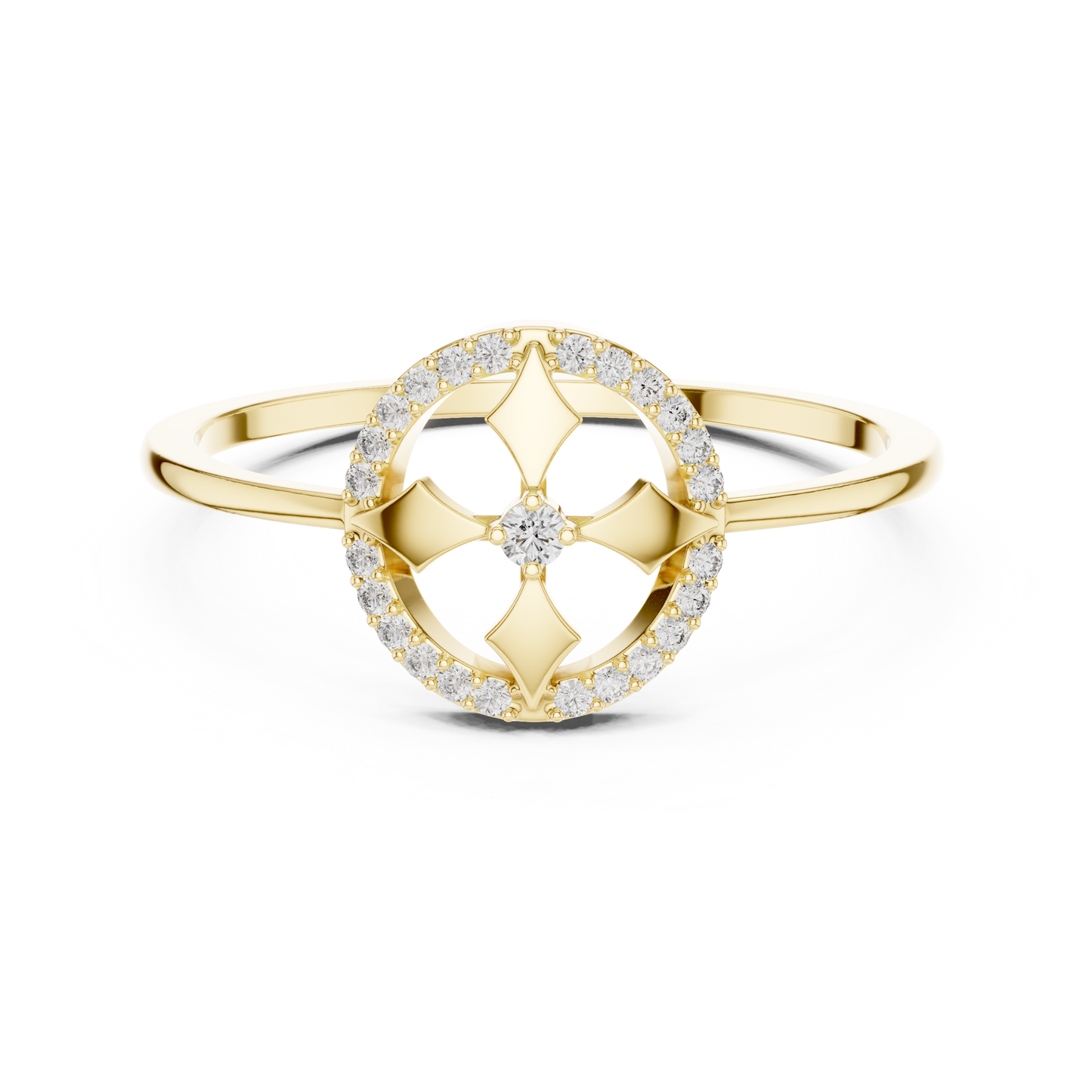 Lab Grown Diamond Compass Shield Halo Ring