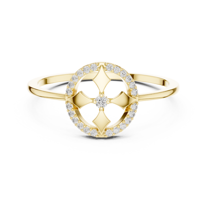 Lab Grown Diamond Compass Shield Halo Ring
