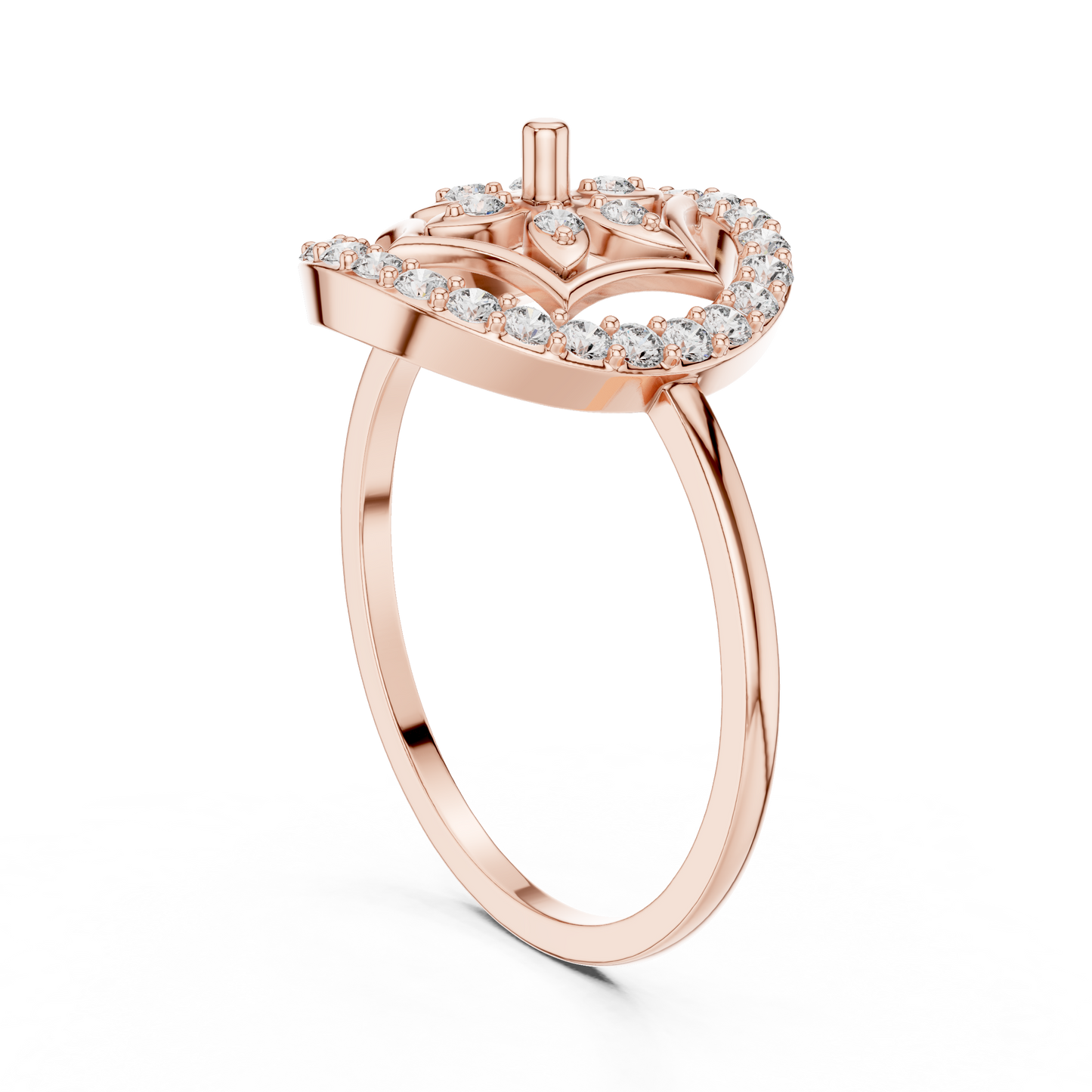 Rose Gold Lab Grown Diamond Flower Halo Ring