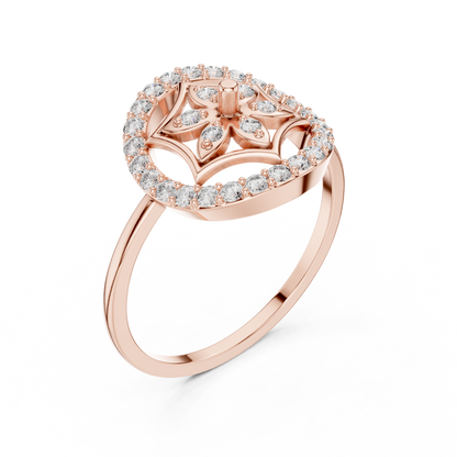 Rose Gold Lab Grown Diamond Flower Halo Ring