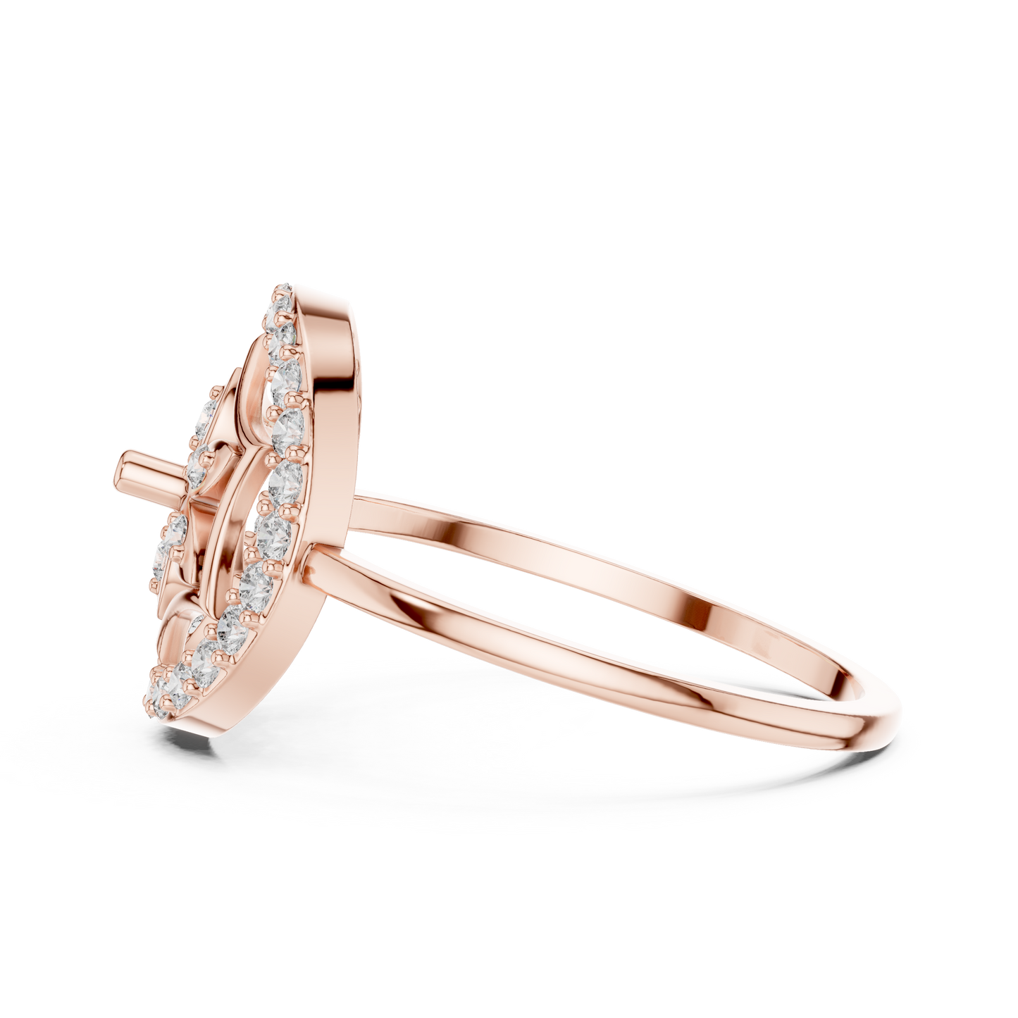 Rose Gold Lab Grown Diamond Flower Halo Ring