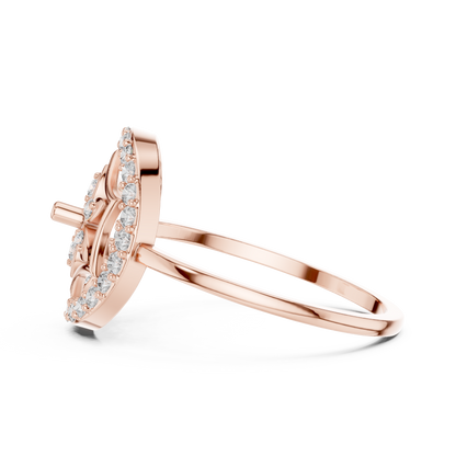 Rose Gold Lab Grown Diamond Flower Halo Ring