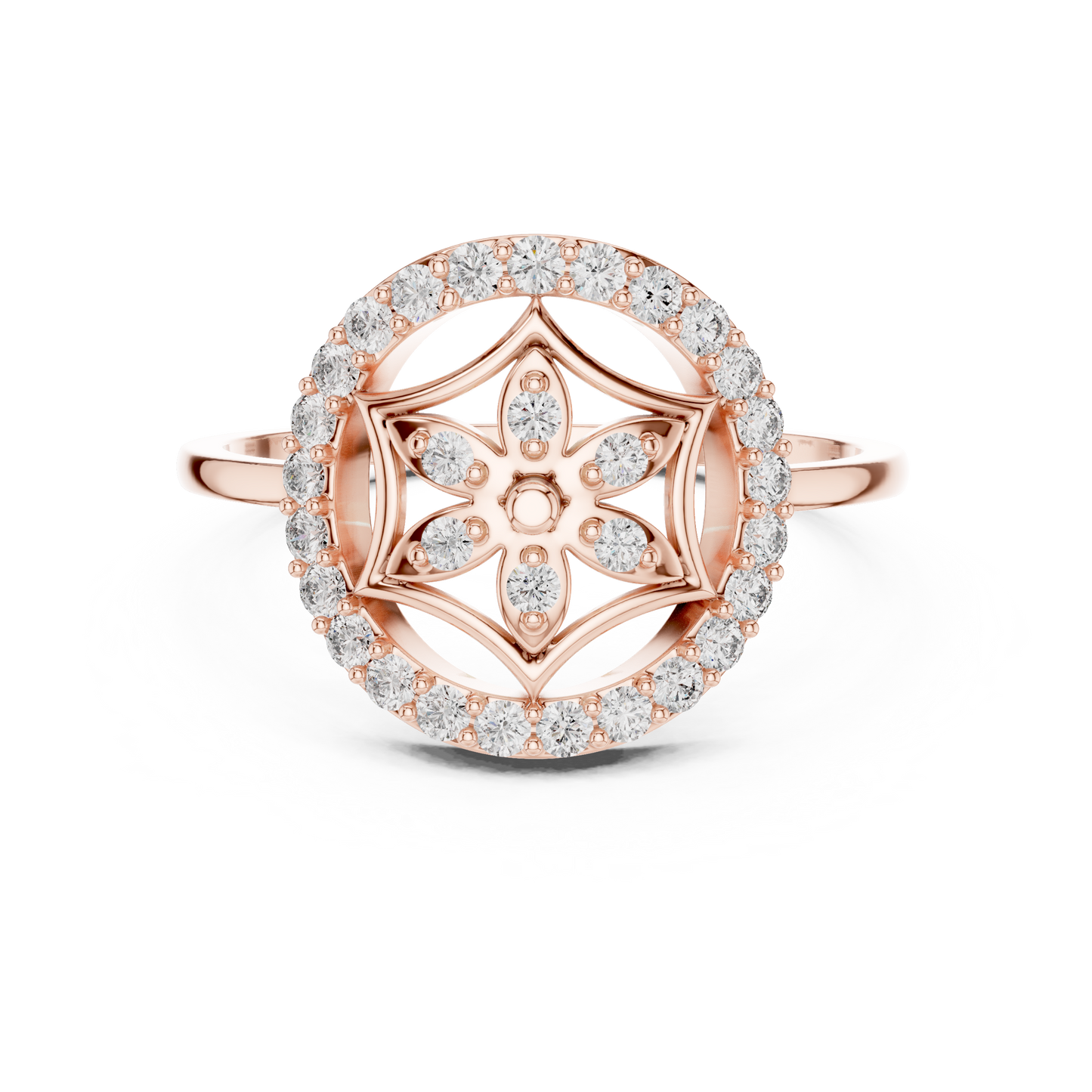 Rose Gold Lab Grown Diamond Flower Halo Ring