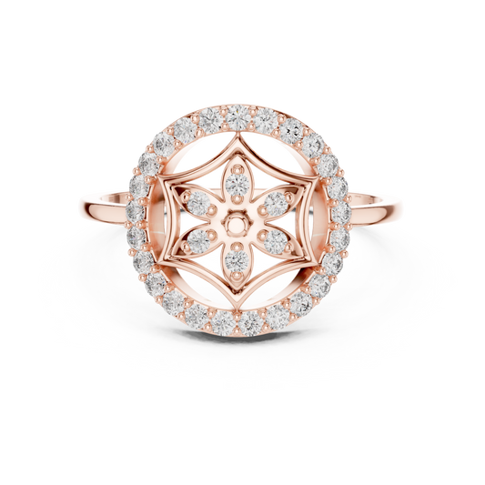 Rose Gold Lab Grown Diamond Flower Halo Ring