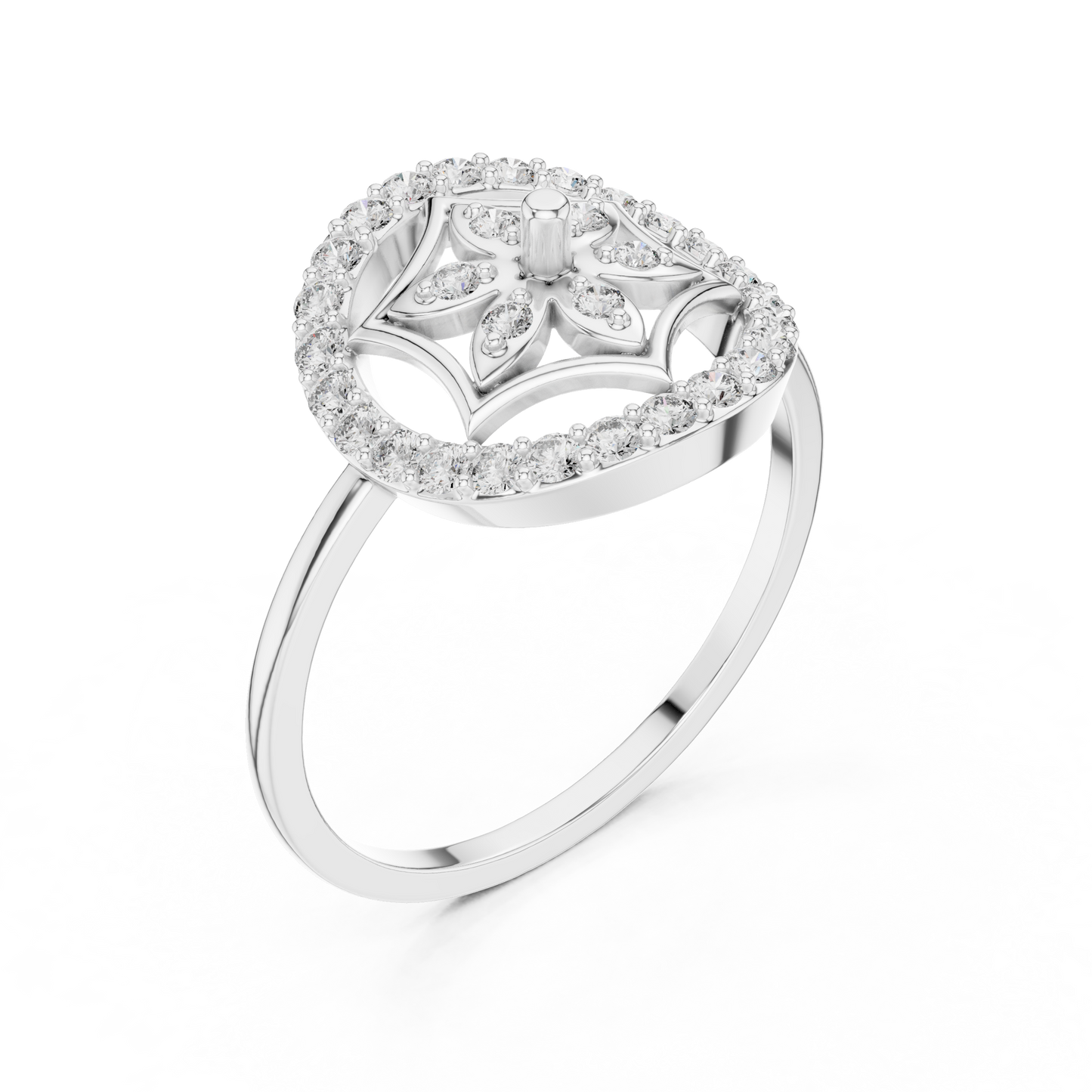 Rose Gold Lab Grown Diamond Flower Halo Ring