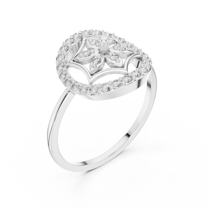 Rose Gold Lab Grown Diamond Flower Halo Ring