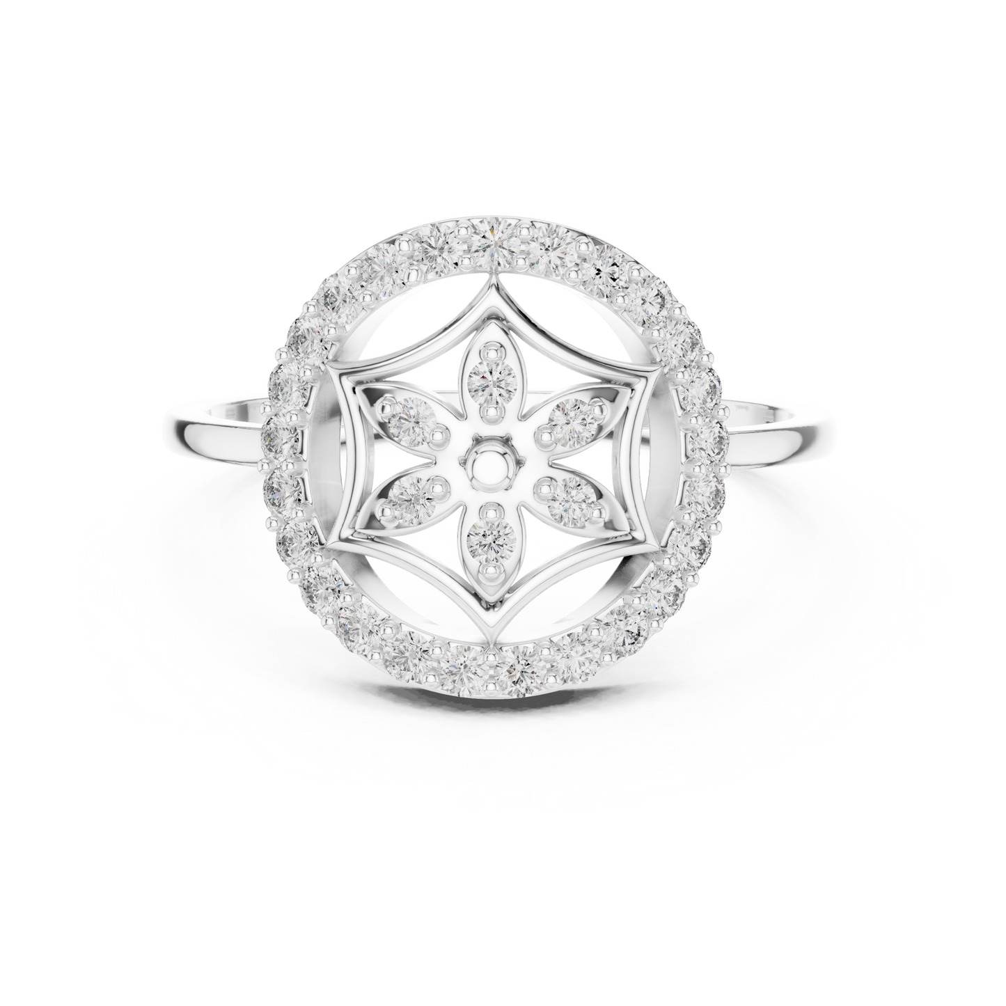 Rose Gold Lab Grown Diamond Flower Halo Ring