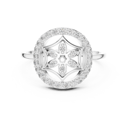 Rose Gold Lab Grown Diamond Flower Halo Ring